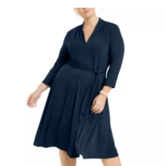 Charter Club Dresses & Skirts - Charter Club French Twist Navy Blue Plus Size Midi Dress 3X